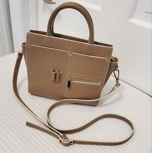 OAD Beige Mini Kit Zip Satchel/Crossbody Pebble Grain Leather Bag